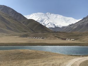 View on the lake and on the Lenin Peak